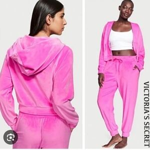 Victoria's Secret On Point Barbie Pink Velour Jacket & Pants S